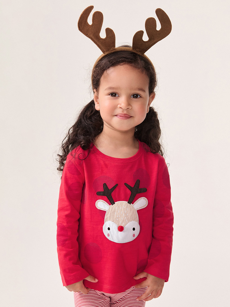 Comercio exterior transfronterizo traje de niña de Navidad al por mayor lindo ciervo ropa para niños otoño dibujos animados traje de niños a rayas