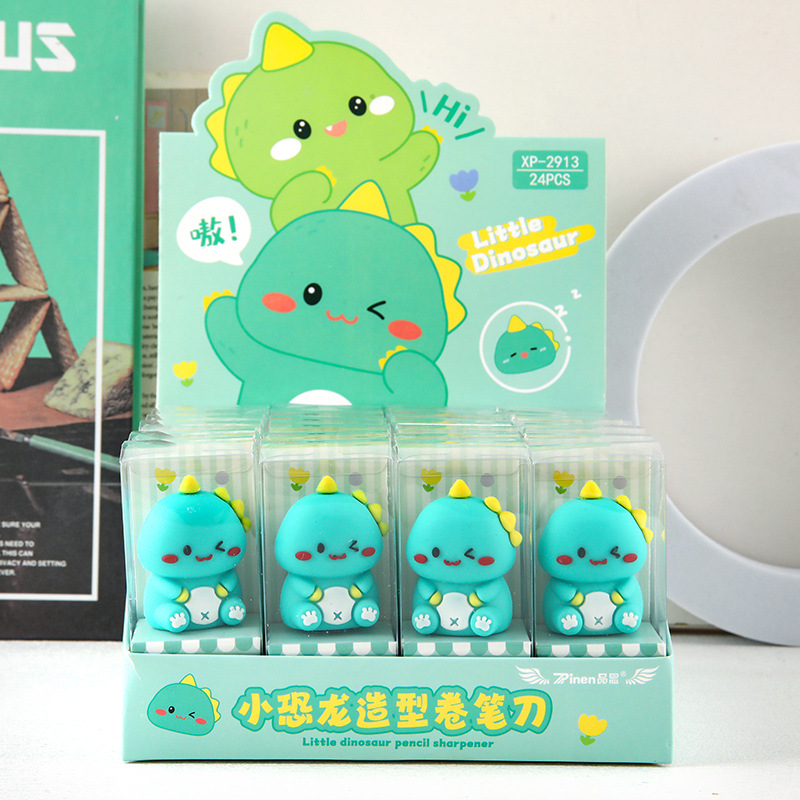 dibujos animados estereoscópicos dinosaurio afilador de lápiz creativo para niños de escuela primaria estilo portátil afilador de lápiz papelería