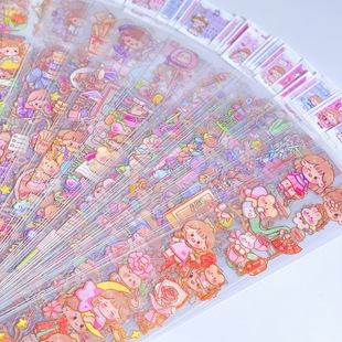 Long gilding stickers pet children's hand account stickers wholesale stationery material cartoon cute hand account stickers stickers