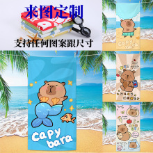 2025新款跨境卡皮巴拉沙滩巾吸水速干沙滩浴巾超细纤维卡通游泳巾