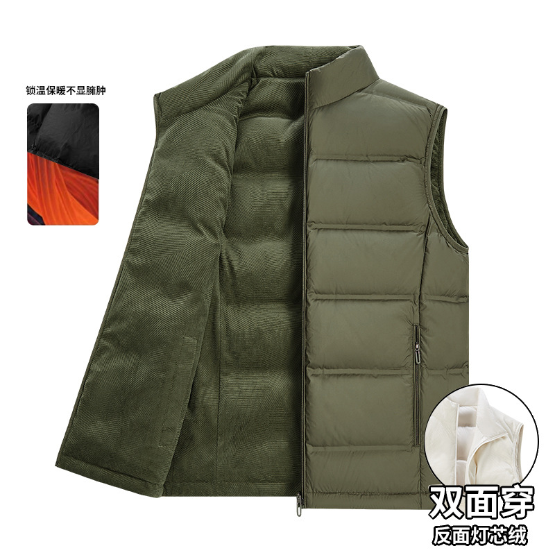 Cross-border doble cara ligera sin mangas chaleco de plumón al aire libre chaleco de plumón 90 blanco para hombres personalizado de alta gama image 9