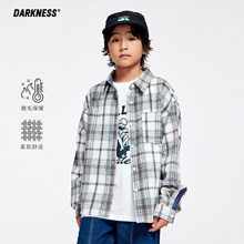 DK童装秋冬复古女男童格子磨毛保暖衬衫儿童中大童休闲衬衣外套潮