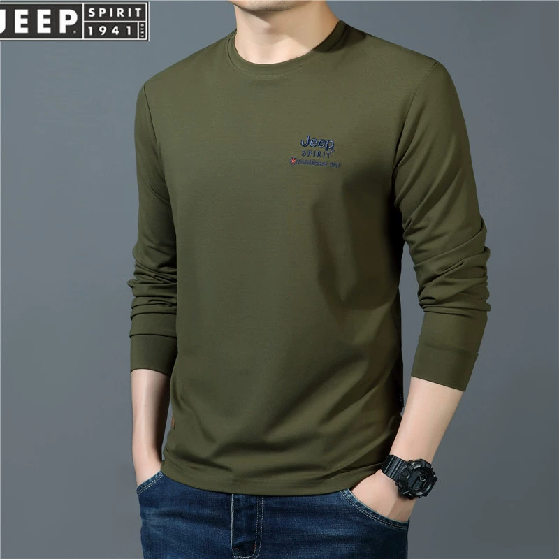 Футболка с длинным рукавом JP с круглым вырезом с длинным рукавом, новая сплошная рубашка с нижней полосой, повседневная свободная вышивка свитер TS5205