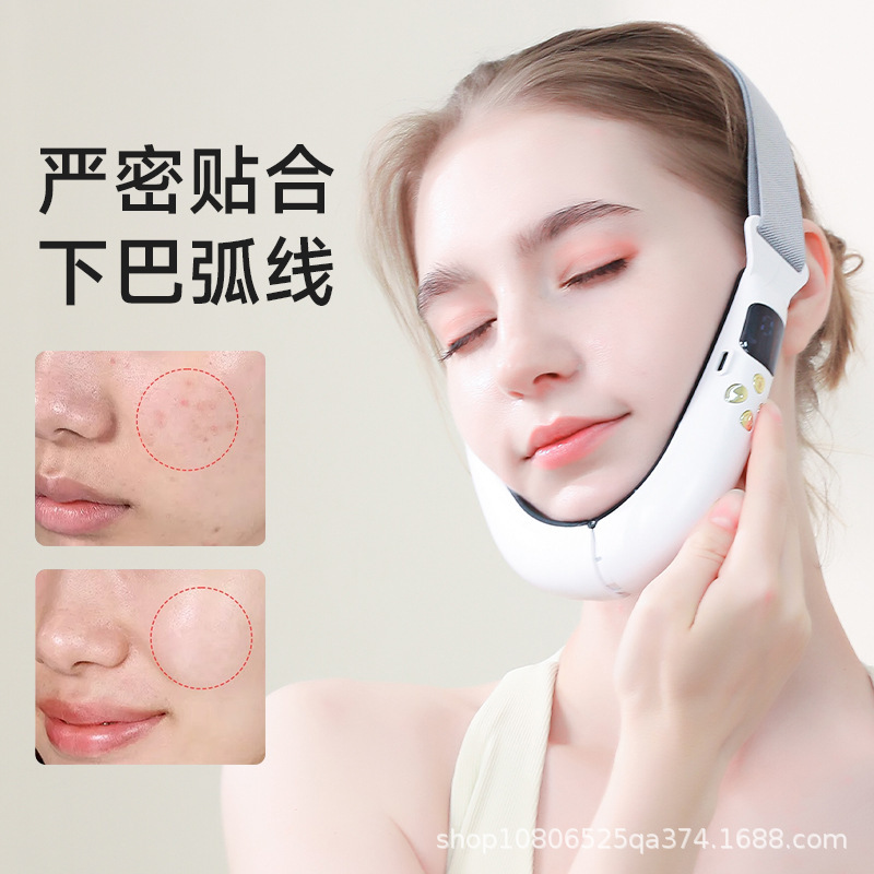 跨境ems红蓝光振动瘦V脸仪咬肌美容提拉双下巴脸部V脸仪按摩器|undefined