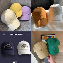 韩版日系简约刺绣字母鸭舌帽女街头遮阳弯檐棒球帽学生软顶帽子潮