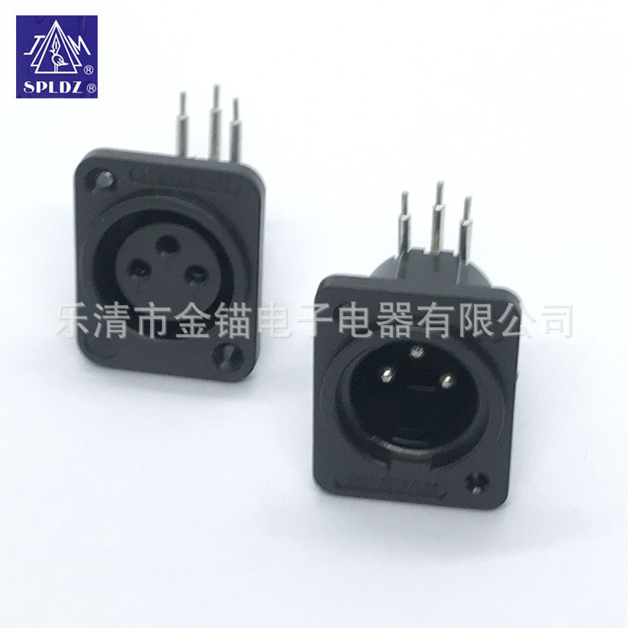 厂家直供弯脚三芯卡侬公座母座音响插座卡侬座 麦克风插座