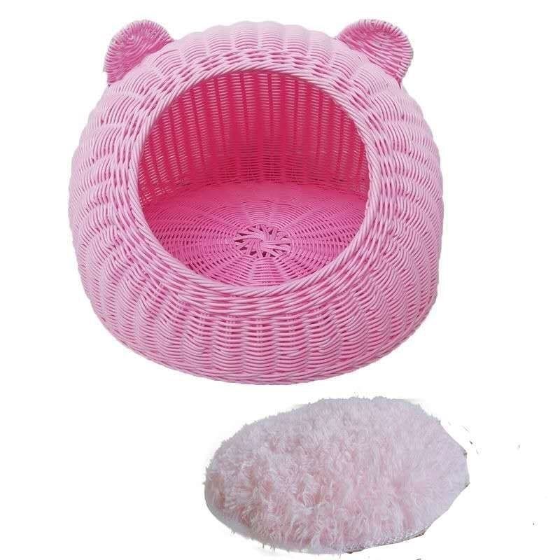 藤编猫窝狗窝宠物窝纯手工编织可水洗别墅PP藤条猫窝四季通用包邮|undefined