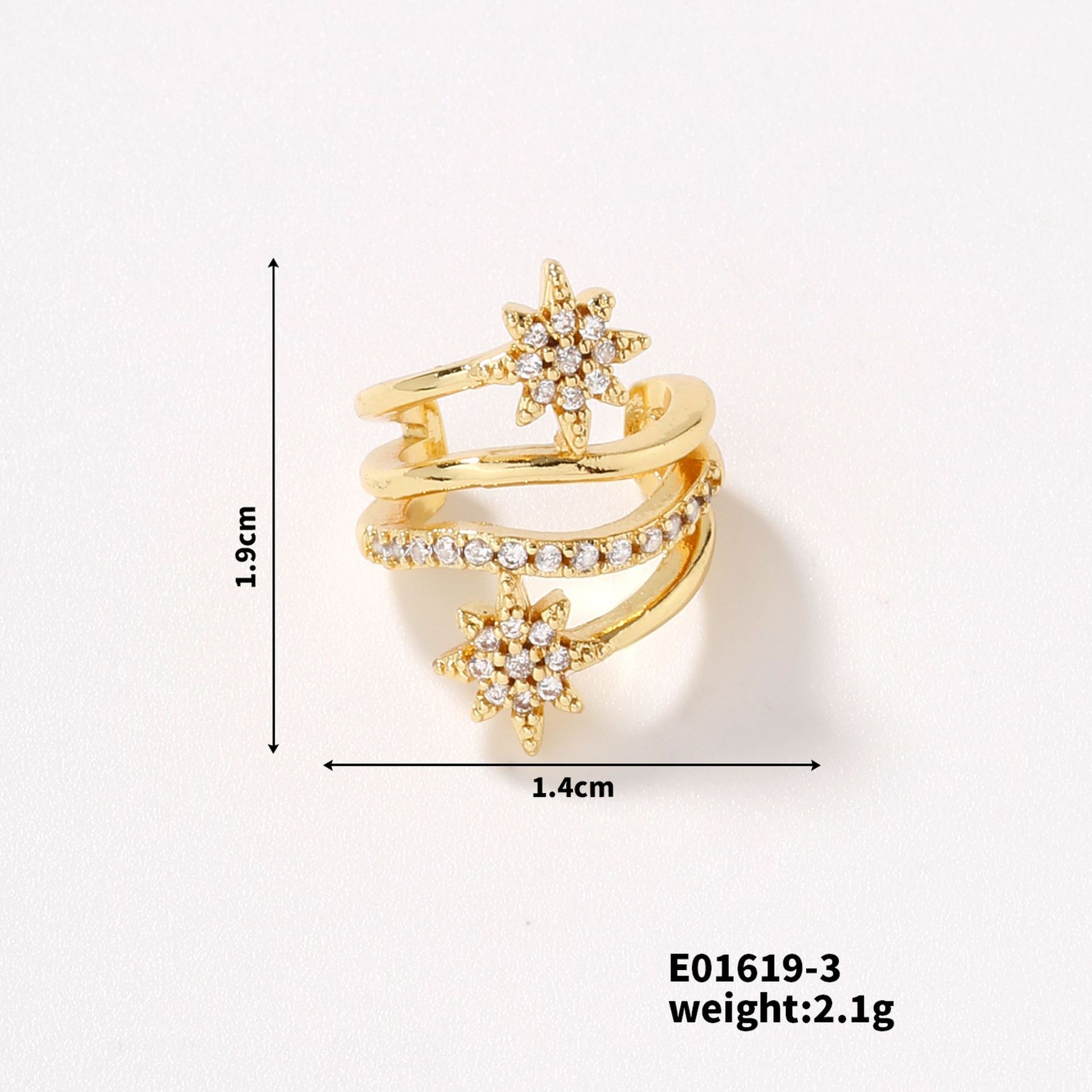 All Seasons Season 1 Piece Elegant Modern Style Geometric Star Copper Zircon Ear Cuffs