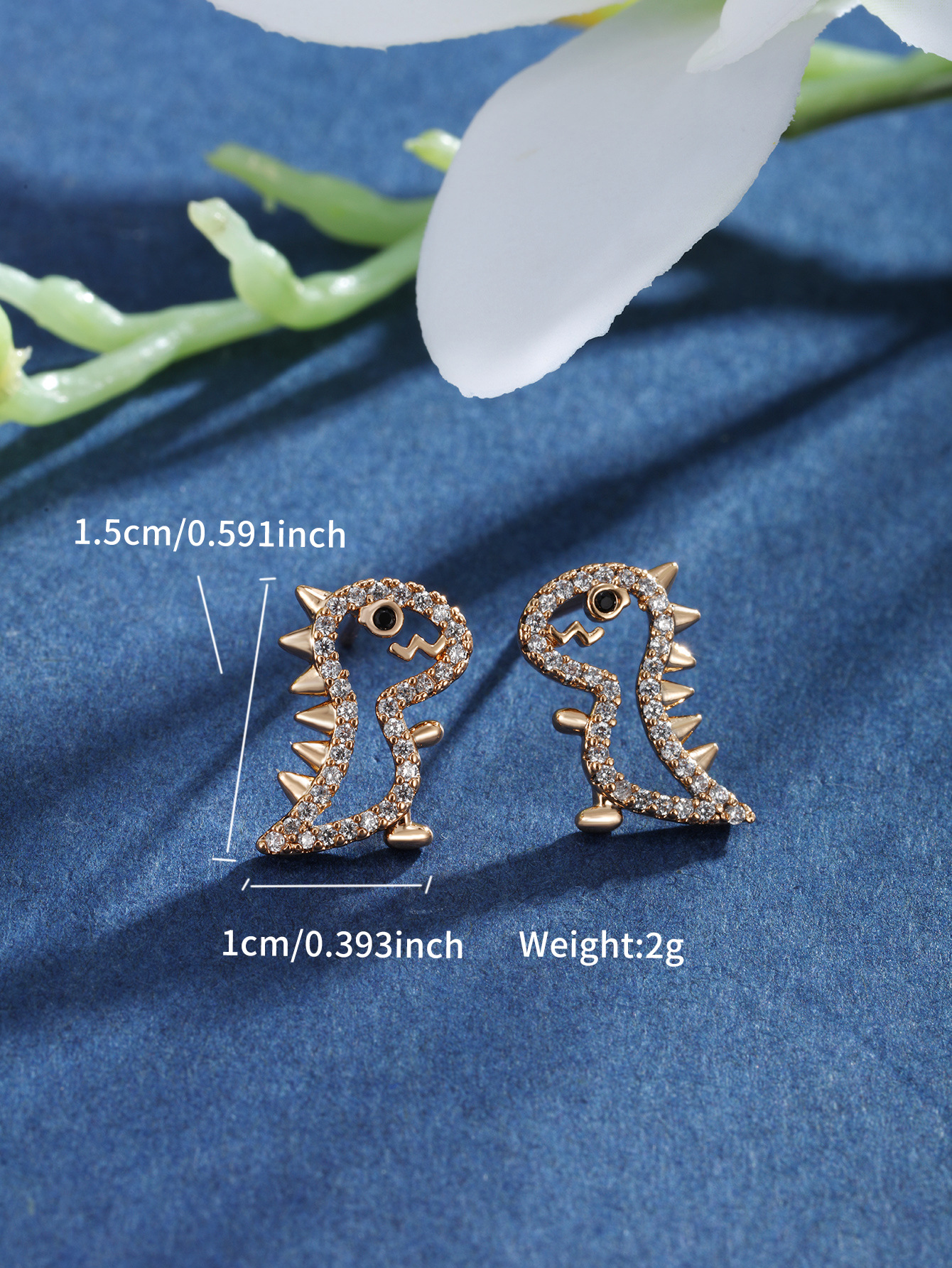 Joyería Xuping aleación dorada pequeña rosa dinosaurio pendientes coreanos de alto nivel lujoso ligero pendientes de diamantes para mujeres