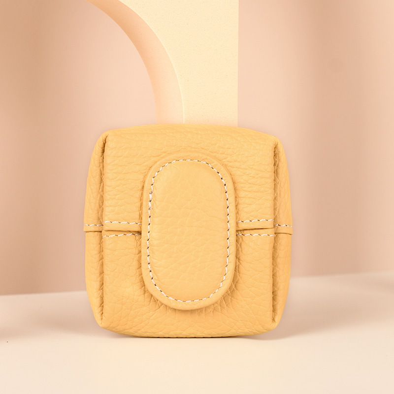 Monedero de cuero genuino primera capa de piel de vaca mini billetera de almacenamiento clave transfronteriza pequeña billetera de piel de vaca de las mujeres