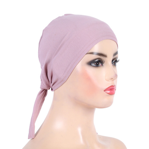 Cross-border supply of cotton strapped headscarf, hijab bottom hat, Malay gauze scarf H048
