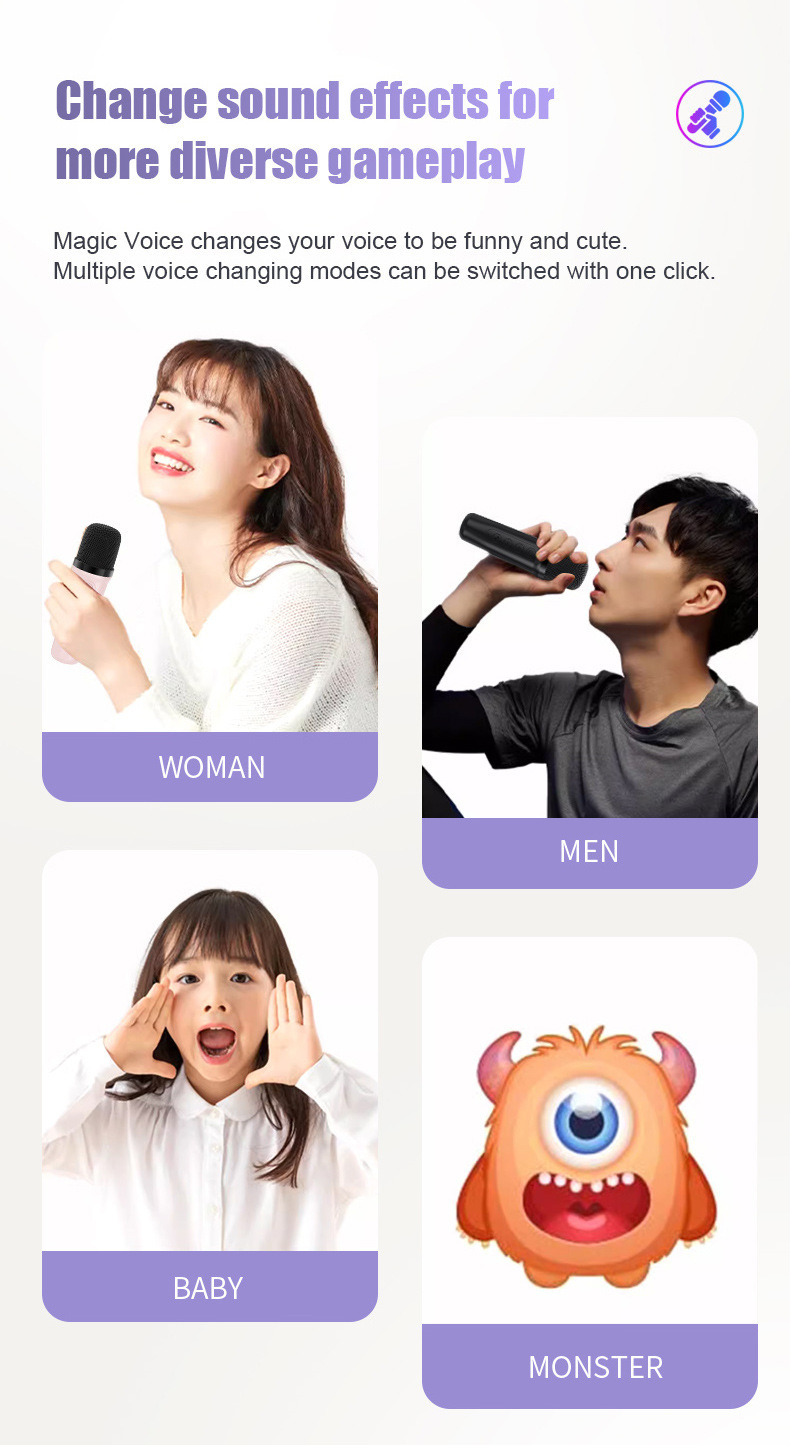 Altoparlante Karaoke Bluetooth K12, piccolo microfono wireless, subwoofer, macchina per cantare per bambini_voghion.com