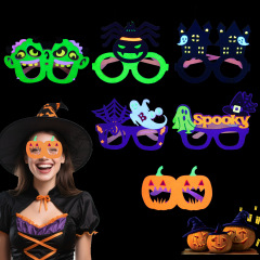 ハロウィンパーティーメガネドレスアップ用品面白い雰囲気写真装飾小道具カボチャゴースト蛍光メガネフレーム