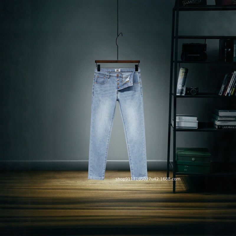 American original LVS501 men's straight-leg jeans 511 stretch casual pants all-season 505 blue-black versatile long pants
