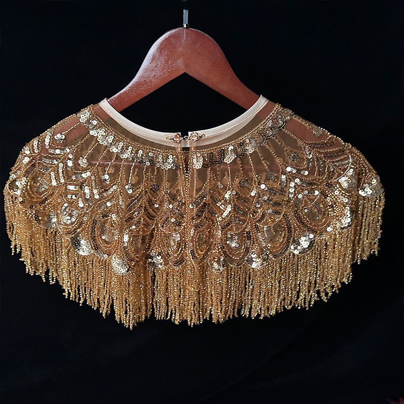 Новое официальное платье cheongsam в китайском стиле с вышивкой на плечах облаков, бархатное платье с цепочкой из бисера, верхняя одежда, плащ в стиле супер феи, светской львицы