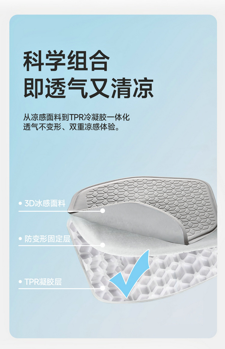 New Summer Honeycomb Gel Car Seat Cushion Ice Silk Cold Mat Non-slip Breathable Cushion Office Seat Silicone Cushion