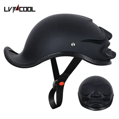 Half Helmet Foreign Trade Helmet Factory Motorcycle Safety Helmet Motorcycle Helmet Electric Vehicle Riding Scooter Electric Bike (Motosiklet kaskı (dəbilqə)) - three-sao-dumb-black-m
