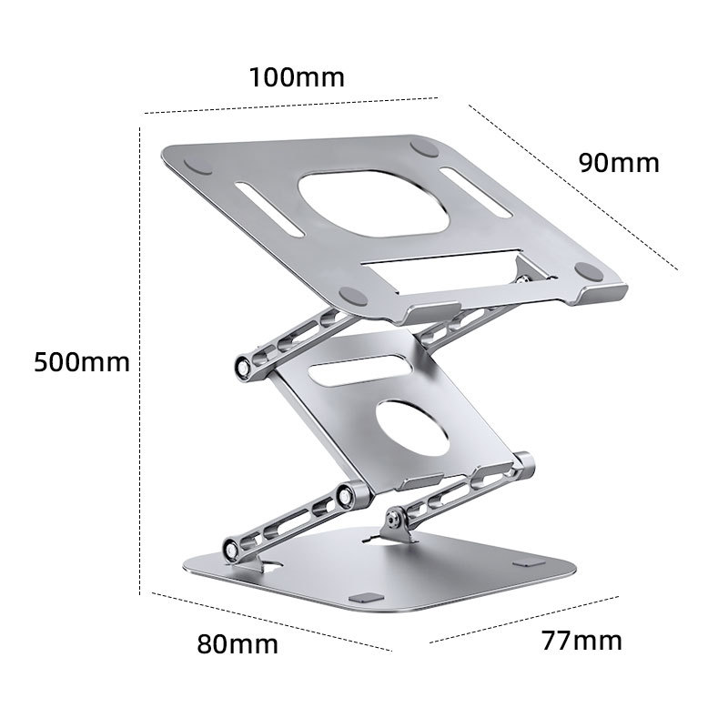 ng2510227 Aluminum Alloy Foldable Standing Adjustable Office Computer Stand, Cooling Three-layer Laptop Riser, Dual-screen_voghion.com