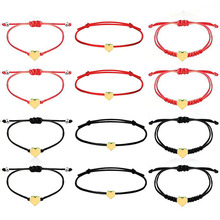 庄周新款跨境爆款简约多色可调节手链幸运爱心形十色编织手绳厂家