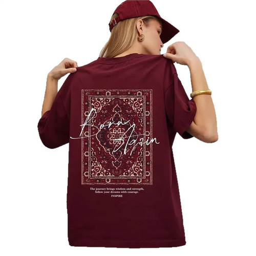 Lazy Western-style print chic oversize top design all-match small style all-match fun retro heavy industry