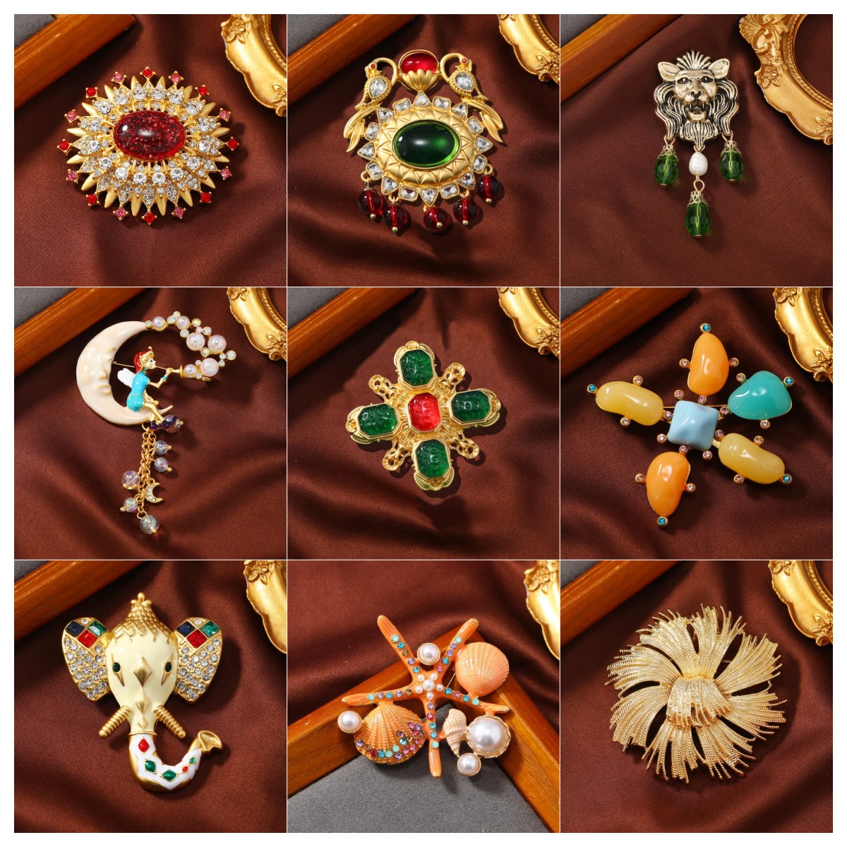 Classic enamel brooch mid-ancient vintage corsage starfish cross court pin heavy industry badge accessories one-piece delivery