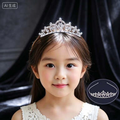 Diadema de Corona con Pedrería para Niñas de Aleación para Fiestas image 4