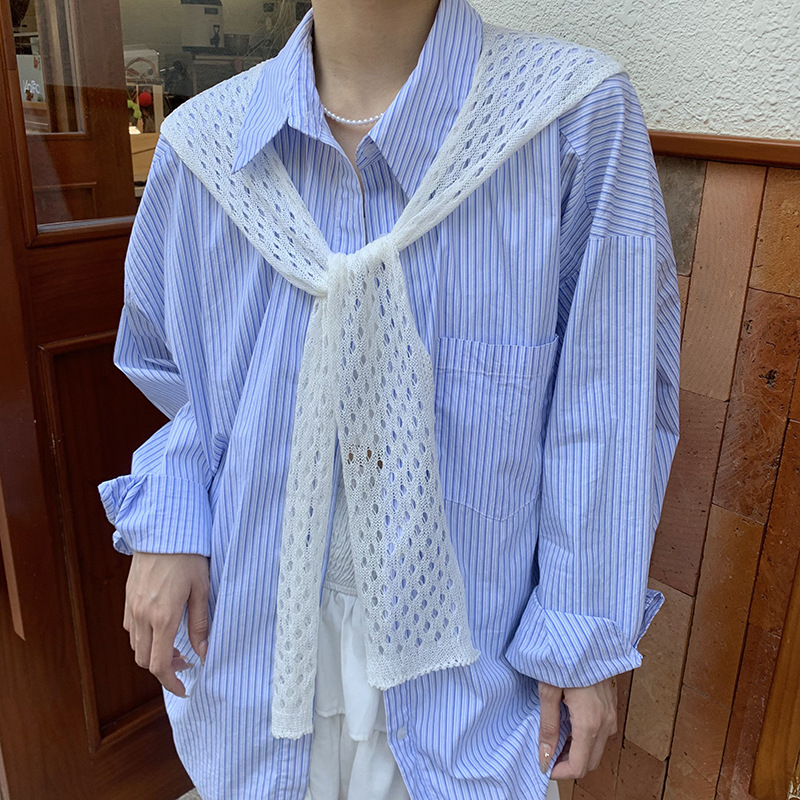 Mantón de protección solar para mujer, tejido de verano, sensación de alta calidad, habitación delgada con aire acondicionado, chaleco de color sólido, chal hueco cruzado