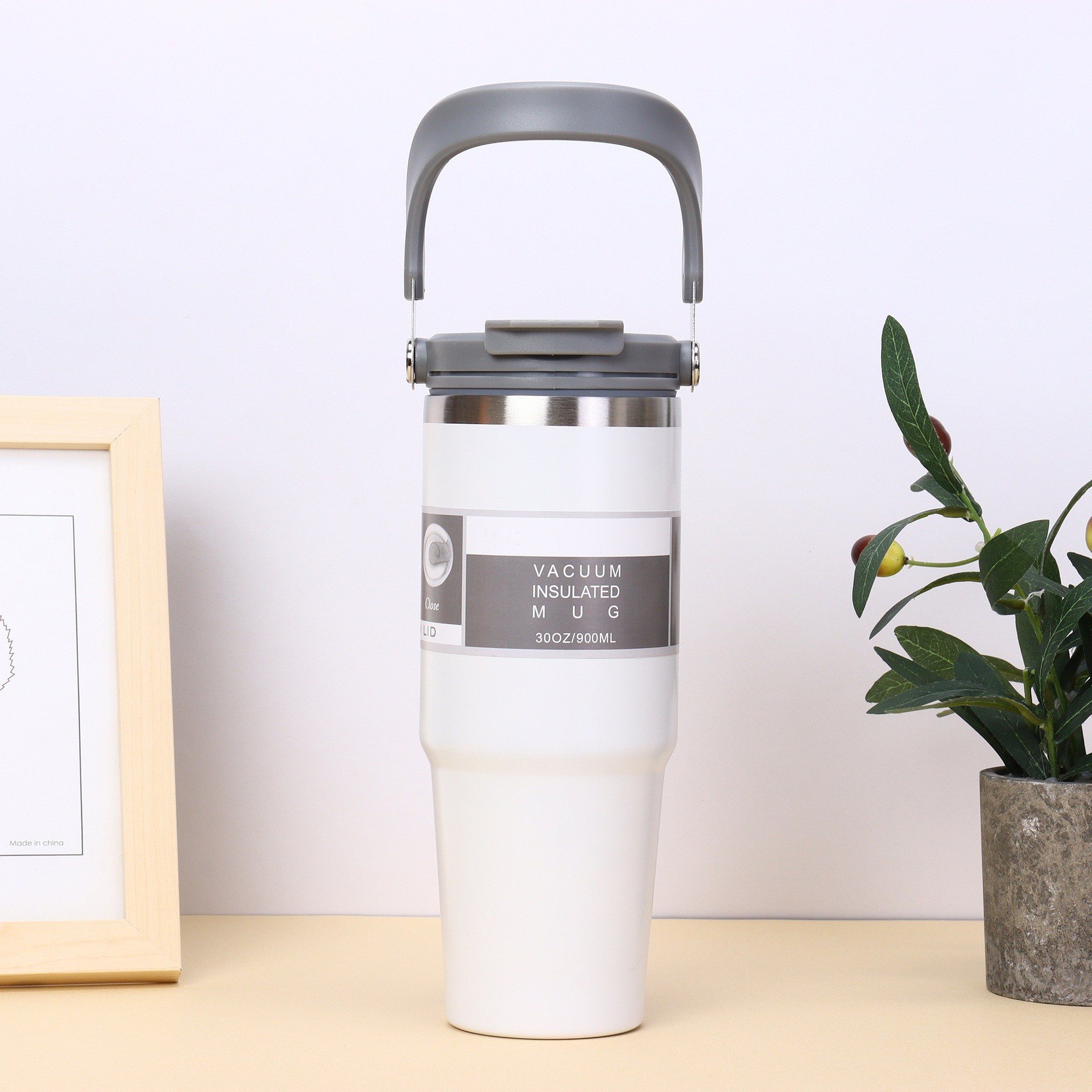 Explosión transfronteriza gradiente 30oz taza de automóvil portátil de gran capacidad con paja 304 taza de aislamiento al vacío de acero inoxidable