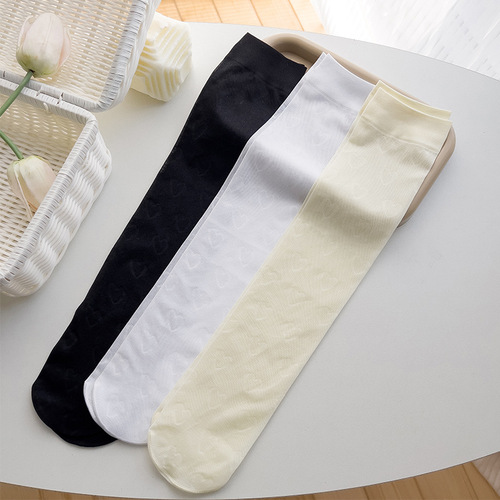 Summer stockings Lolita love black silk calf socks jk women's thin Japanese stockings and knee high socks manufacturer batch