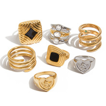 静俏滴油锆石戒指钛钢不掉色首饰跨境爆款饰品女高级感钛钢rings