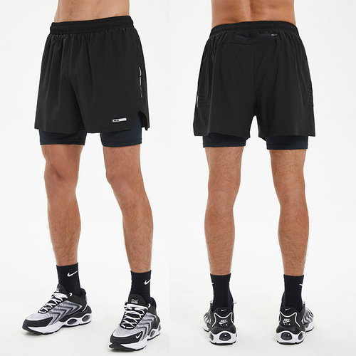 Amazon Men's Sportswear Wholesale 2024 New Running Shorts Two-Piece Set Training Pants Quick-Drying Fitness Pants