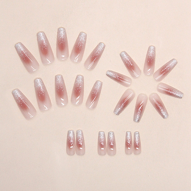 Puur zoete poederblusher Middellang ballet Geleidelijke glitter Zachte meisjes dragen nagelmix_voghion.com
