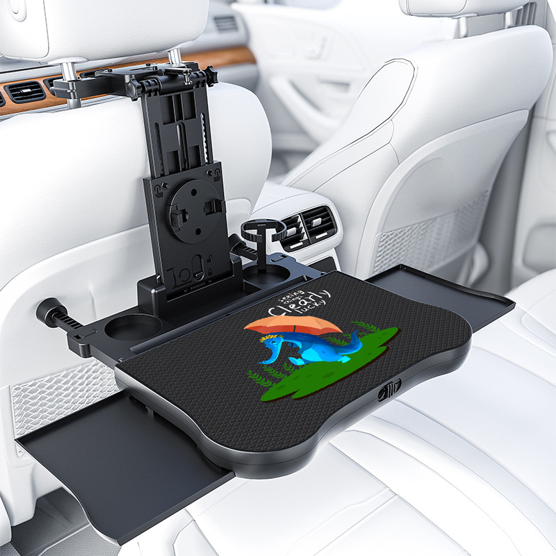 Venta caliente mesa de viaje en coche multifuncional silla de coche trasera pequeña mesa tablero ajustable para adultos niños taza de agua soporte de la computadora