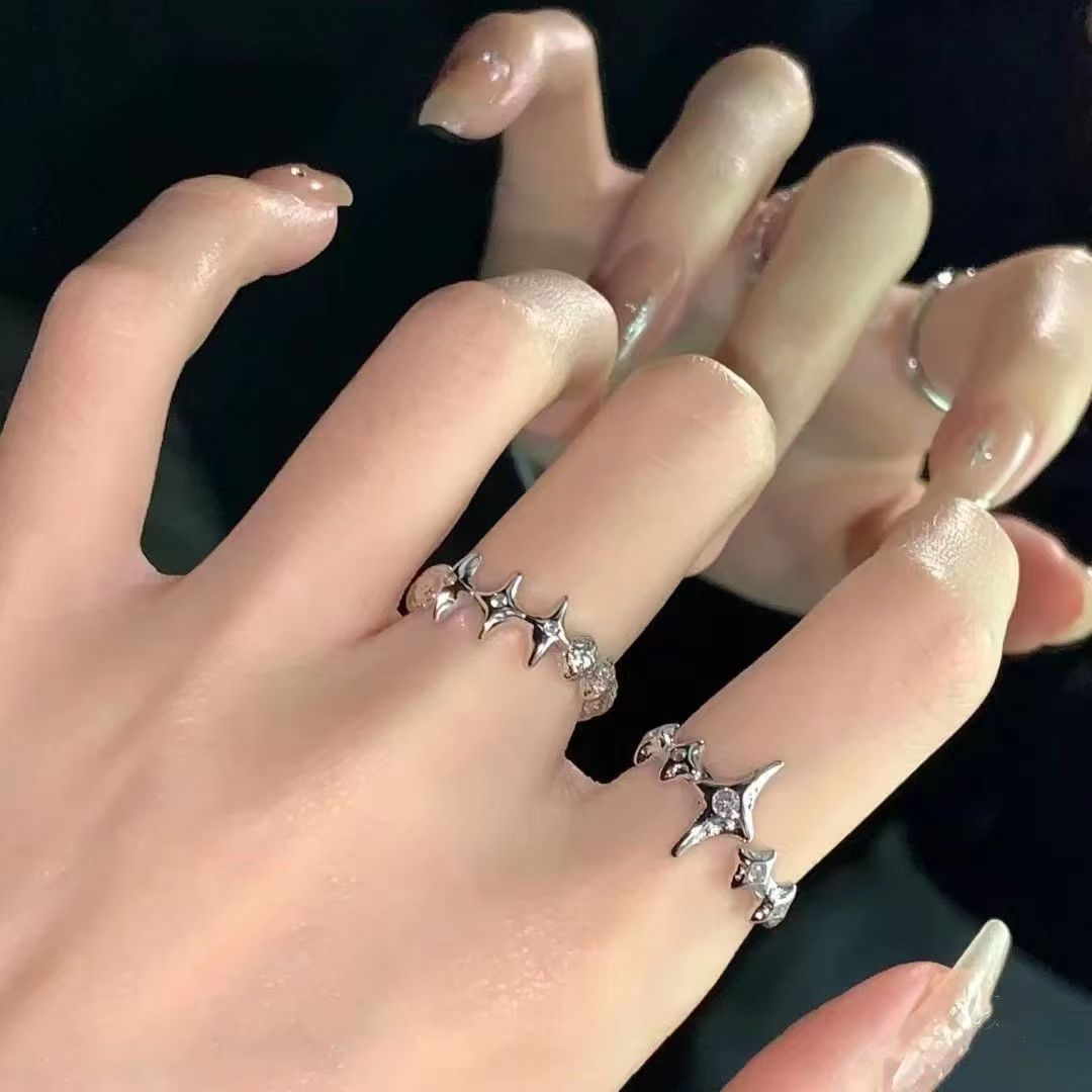 Xiao Lingxi/Xingluo Design Stacking Ring Combination Niche Design High-End Starburst Ring Sweet and Cool Men and Women