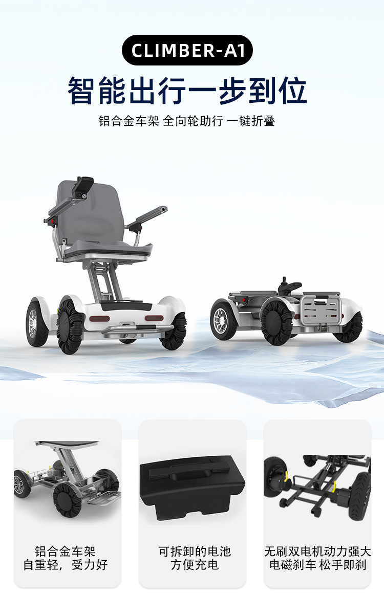 Electric Scooter for the Elderly, One-Touch Automatic Folding, Aluminum Alloy Frame, Mobile Phone Remote Control, Intelligent Remote Control, Can Be Taken on a Plane