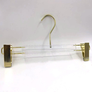 Clothing store high-grade acrylic hanger women's shop crystal transparent pants clip anti-slip transparent seamless fork clip wholesale