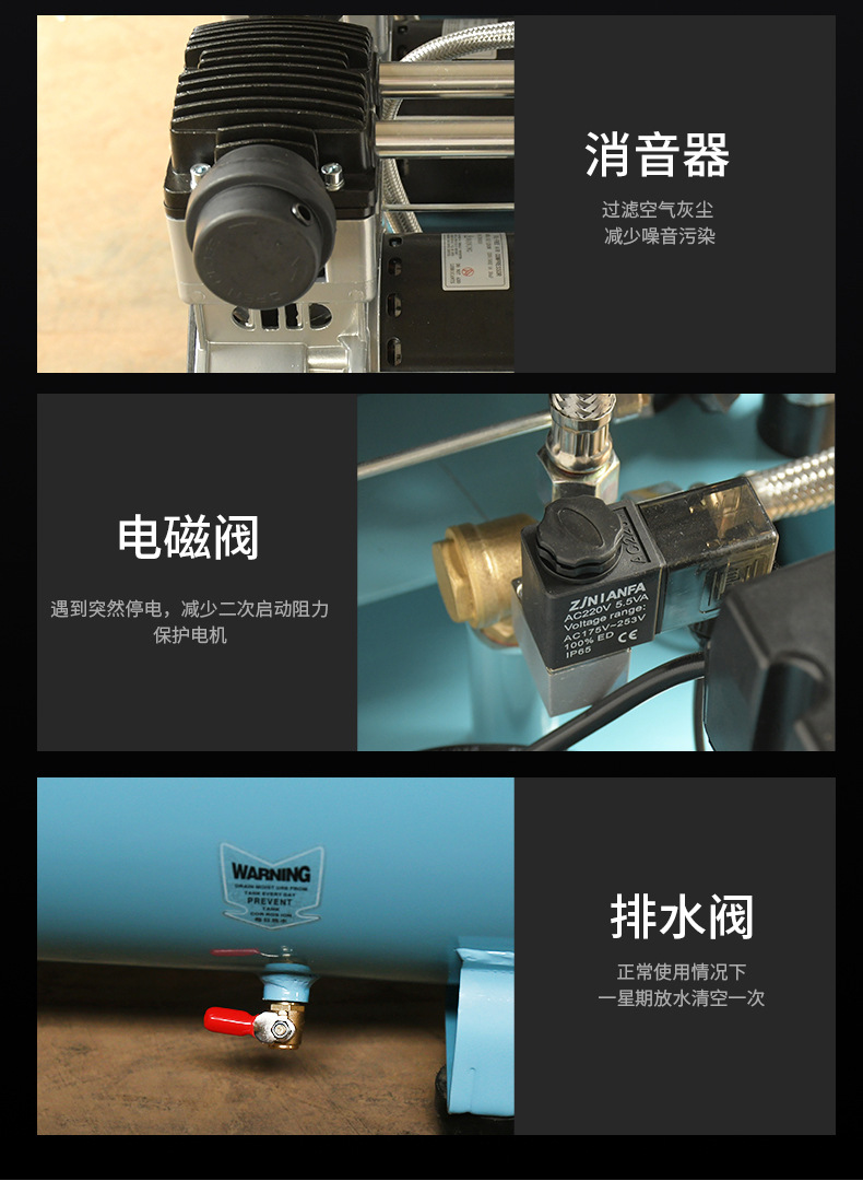 Air Compressor Industrial Grade New Energy Vehicle Oil-Free Air Compressor Silent High-Pressure Air Pump Air Compressor
