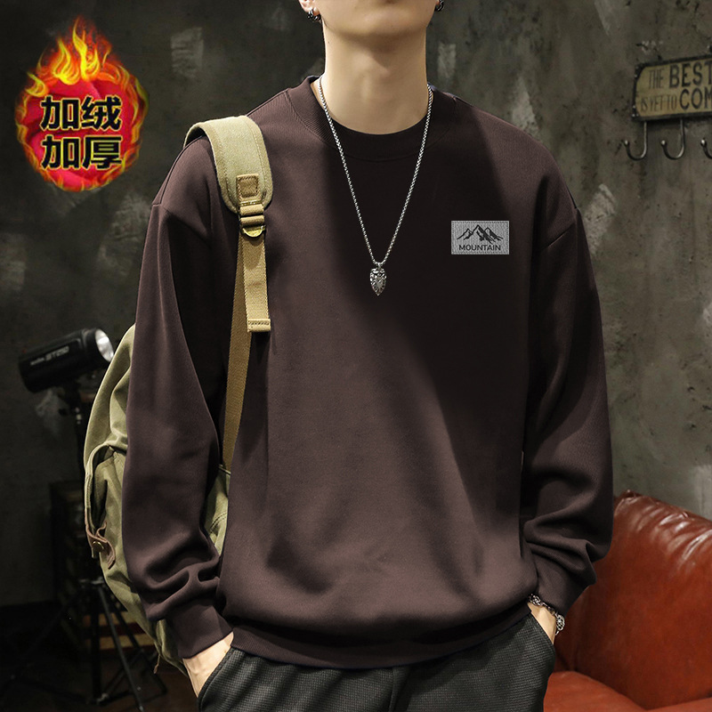 Suéter de cuello redondo de primavera y otoño para hombres con una camisa de moda americana de invierno y otoño suelta chaqueta de estilo de puerto