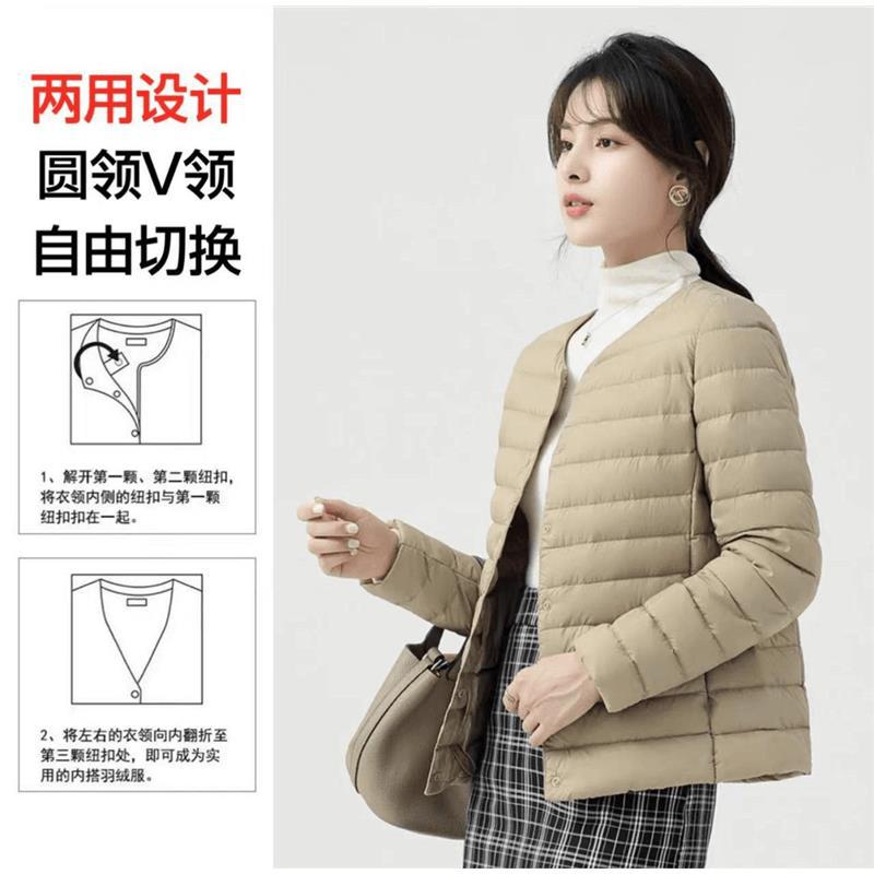 일본의 고급 여성 가을과 겨울 코트 RZA를 가진 U 가족 둥근 목 이상을 입는 원피스 V 넥 살구색 카키 될 수 있습니다.