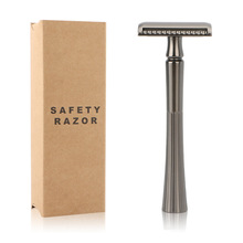 亚马逊热款 手动老式刮胡刀套装 男士剃须刀 老式双面金属剃刀