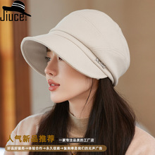 2025韩版新款气质鸭舌帽时尚简约拼接渔夫帽子女秋冬保暖防风盆帽
