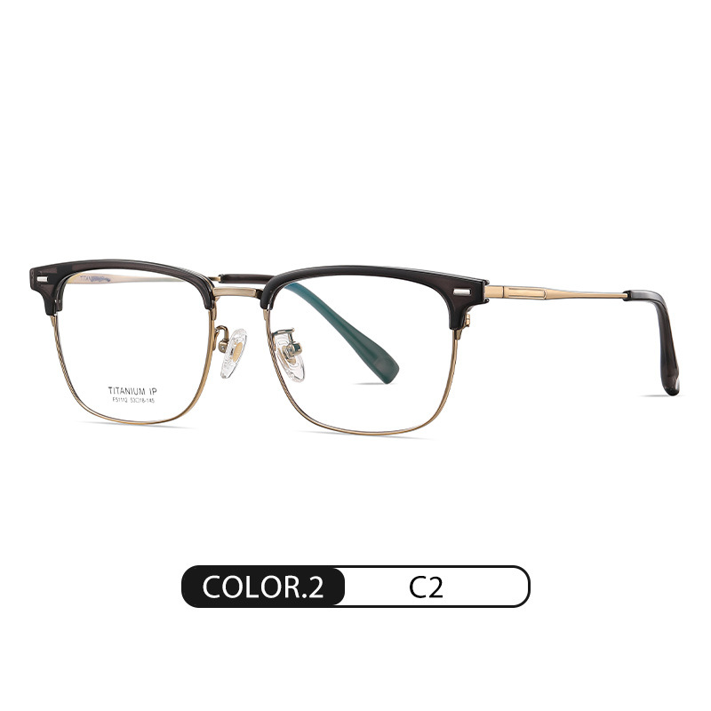 El nuevo marco de gafas de titanio puro con lazo de cejas TR F51112 para hombres casuales con montura cuadrada se puede equipar con espejo plano de miopía
