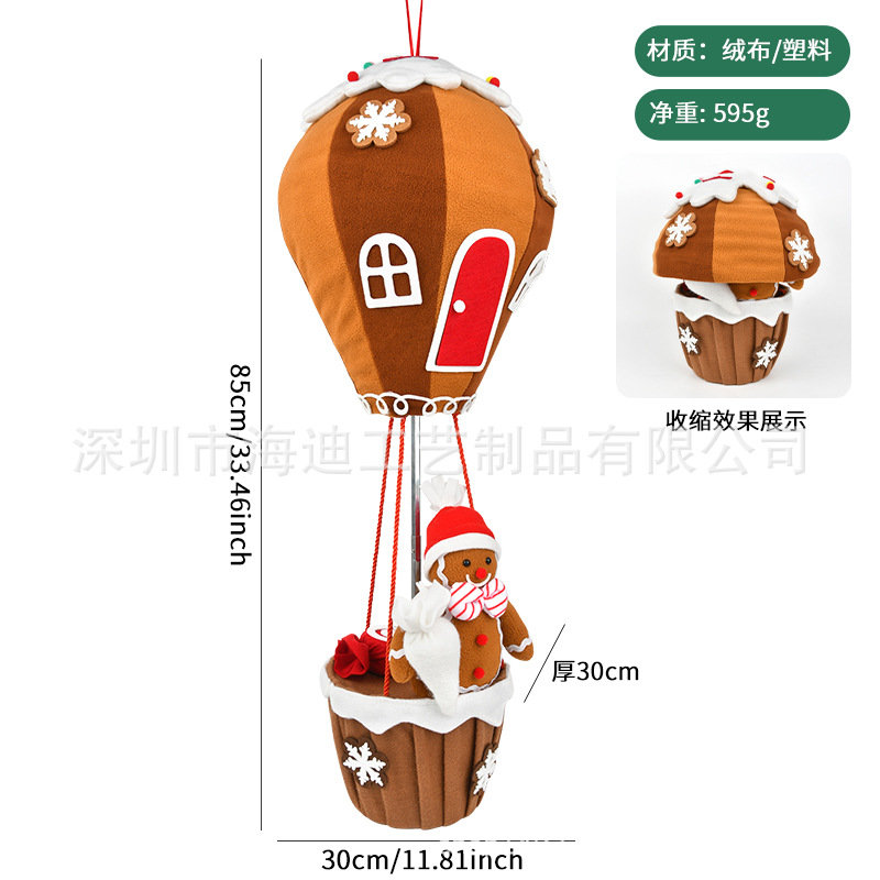 Decoraciones de Navidad paracaídas telescópicos pan de jengibre hombre globo caliente colgante regalo ventana decoración