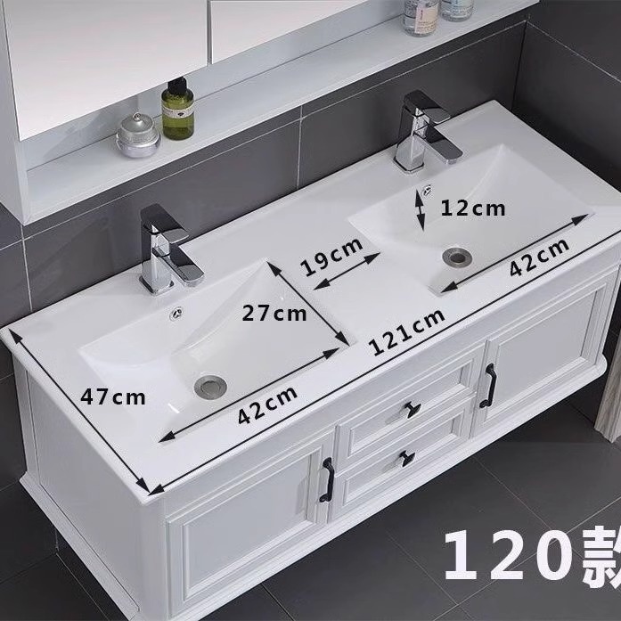 エッジカットとアングルカットの単穴一体型洗面器 浴室洗面台 手洗い台 浴室キャビネット 単槽 大型|undefined