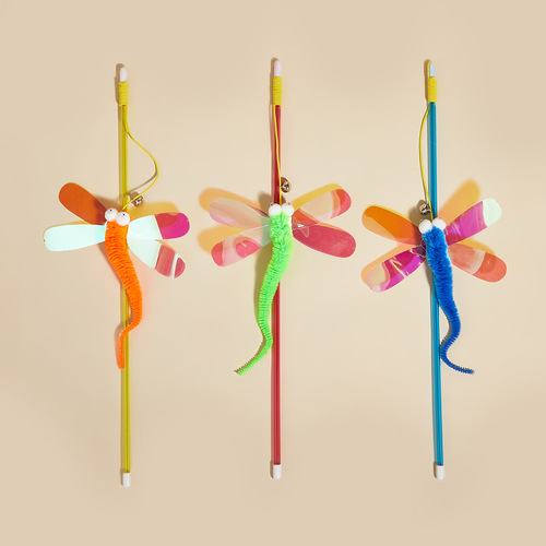 Holographic Cat Wands with Sparkling Big Eyes Dragonfly Cat Toys for Interaction and Self-Entertainment, Amazon New Product