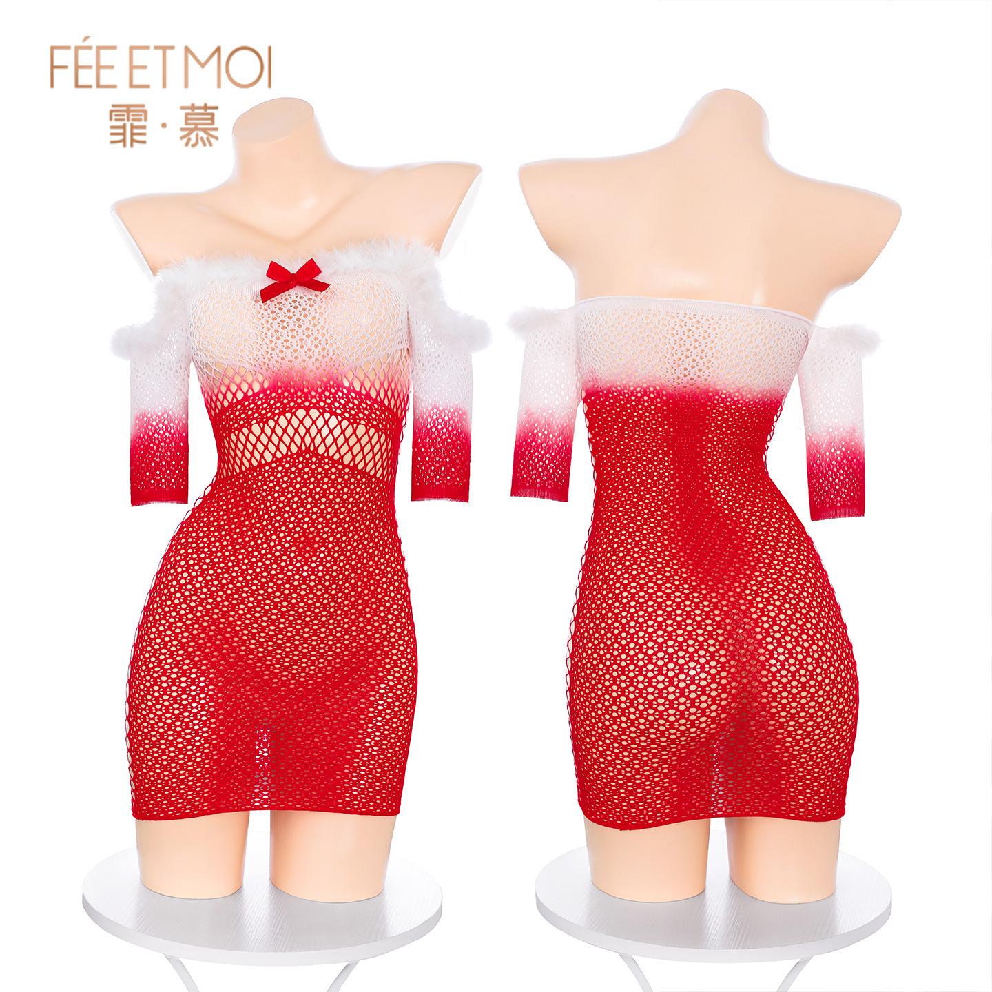 Admirando ropa interior de Navidad plumada, ropa de red de perspectiva gradiente, ropa de perspectiva sexy coqueteante, ZY156