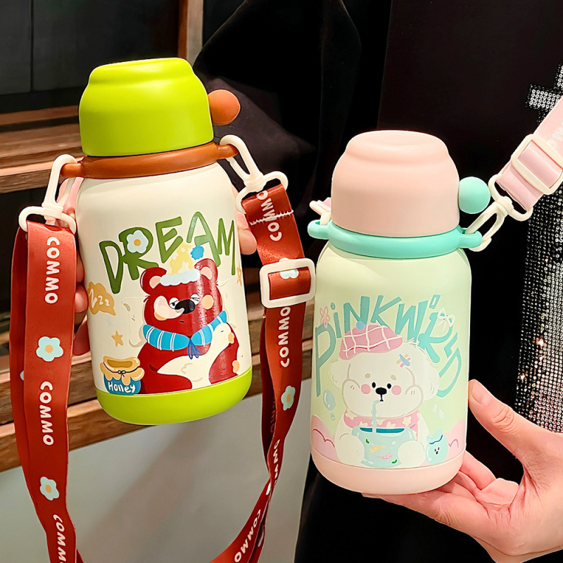 新款可爱儿童水杯三饮大容量便携水壶幼儿园学生高颜值不锈钢杯子|undefined