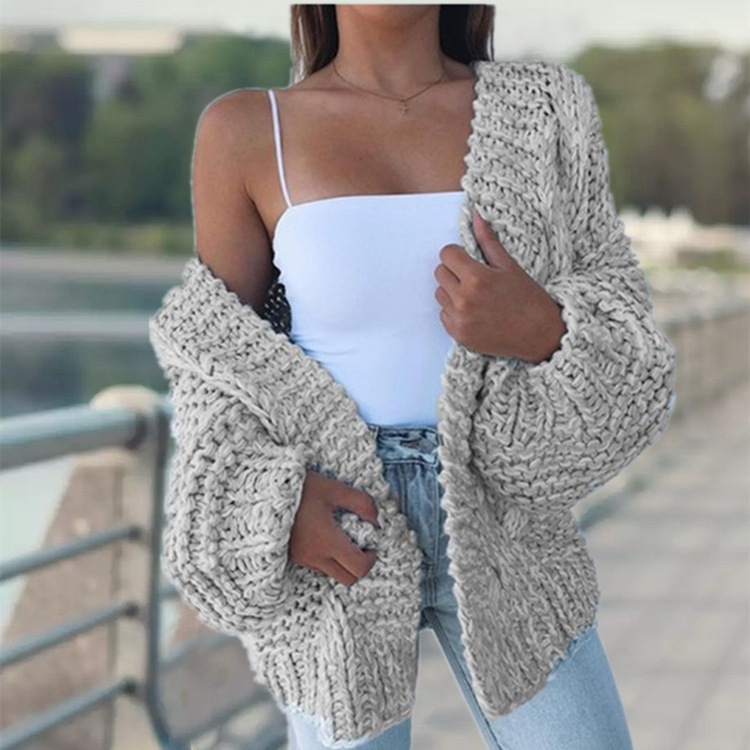 AliExpress Comercio exterior nuevo cardigan Batwing suéter de manga larga felpa suelta más tamaño prendas punto desgaste exterior superior