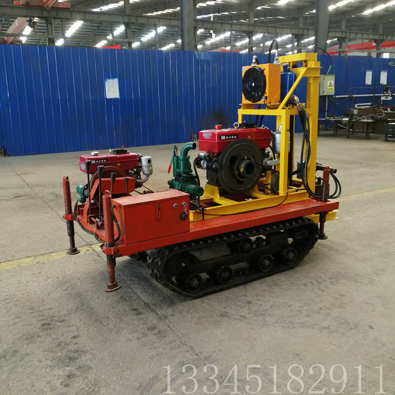 柴油动力液压升降水井钻机 行走履带式钻井设备 旱田浇灌钻井机
