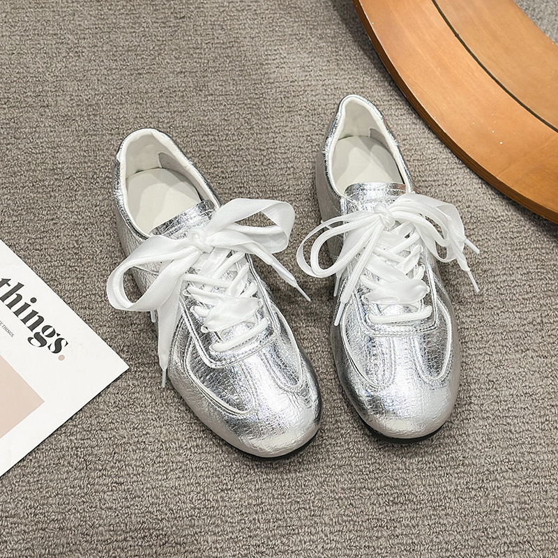 Silver Ballet-Style Training Shoes for Women, 2026 New Summer Model, Height-Increasing Casual Sports Shoes with Thick Soles
